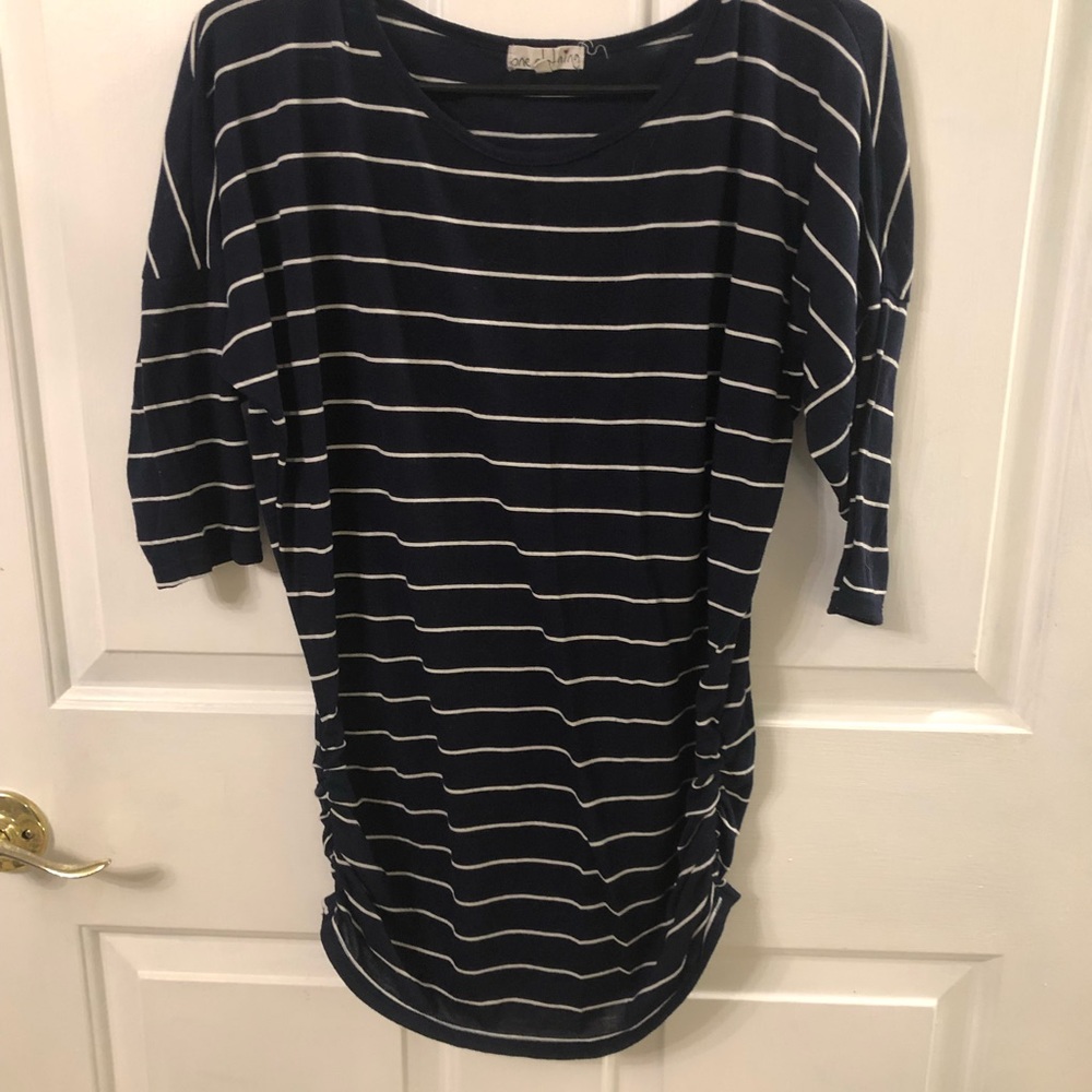 Navy and white striped tunic